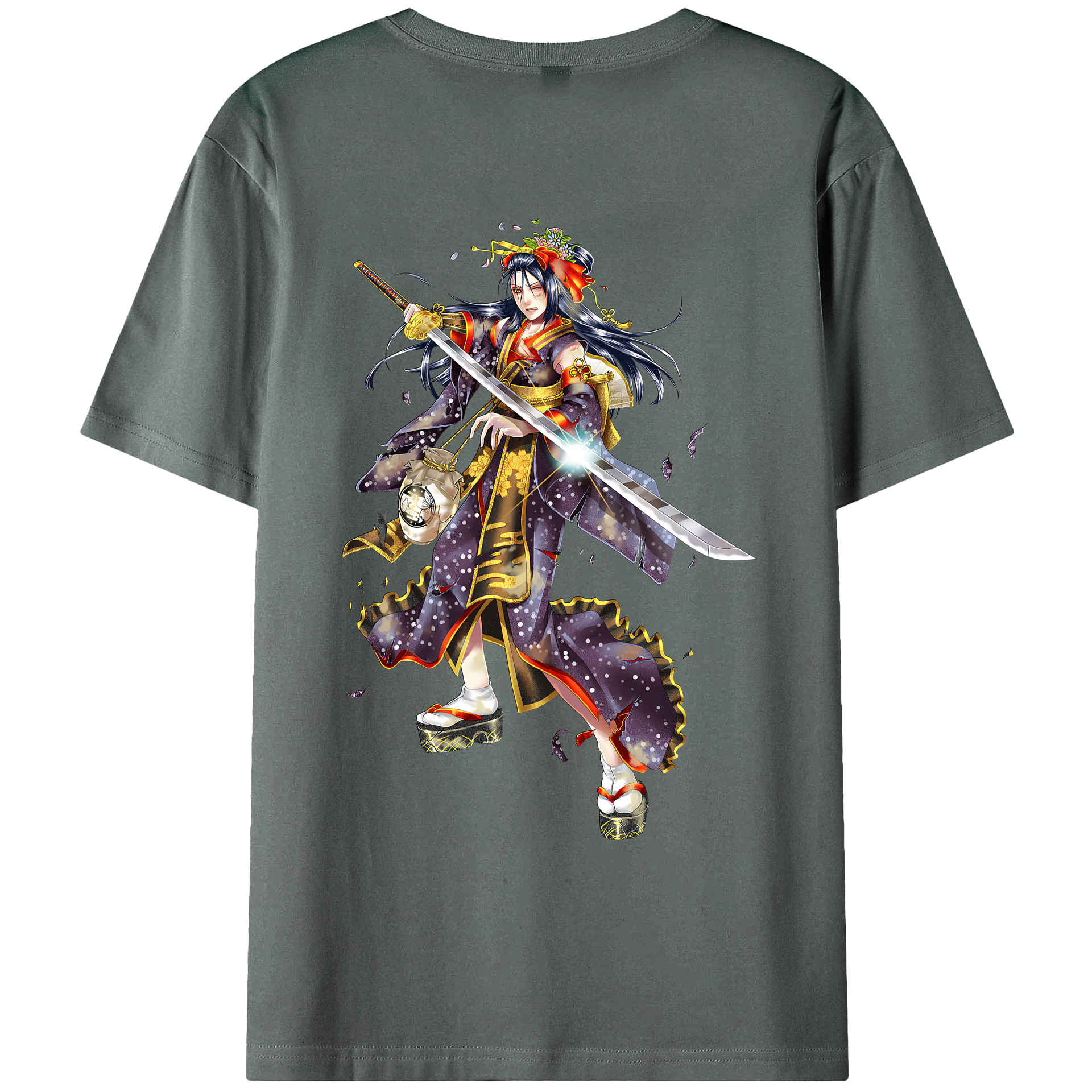 （画像用） 刀剣乱舞 Touken Ranbu 綿100％ メンズ半袖Tシャツ（バックプリント） 通気性